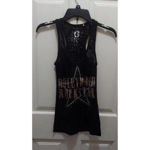 Guess Size small tank top shirt Hollywood star black Bling